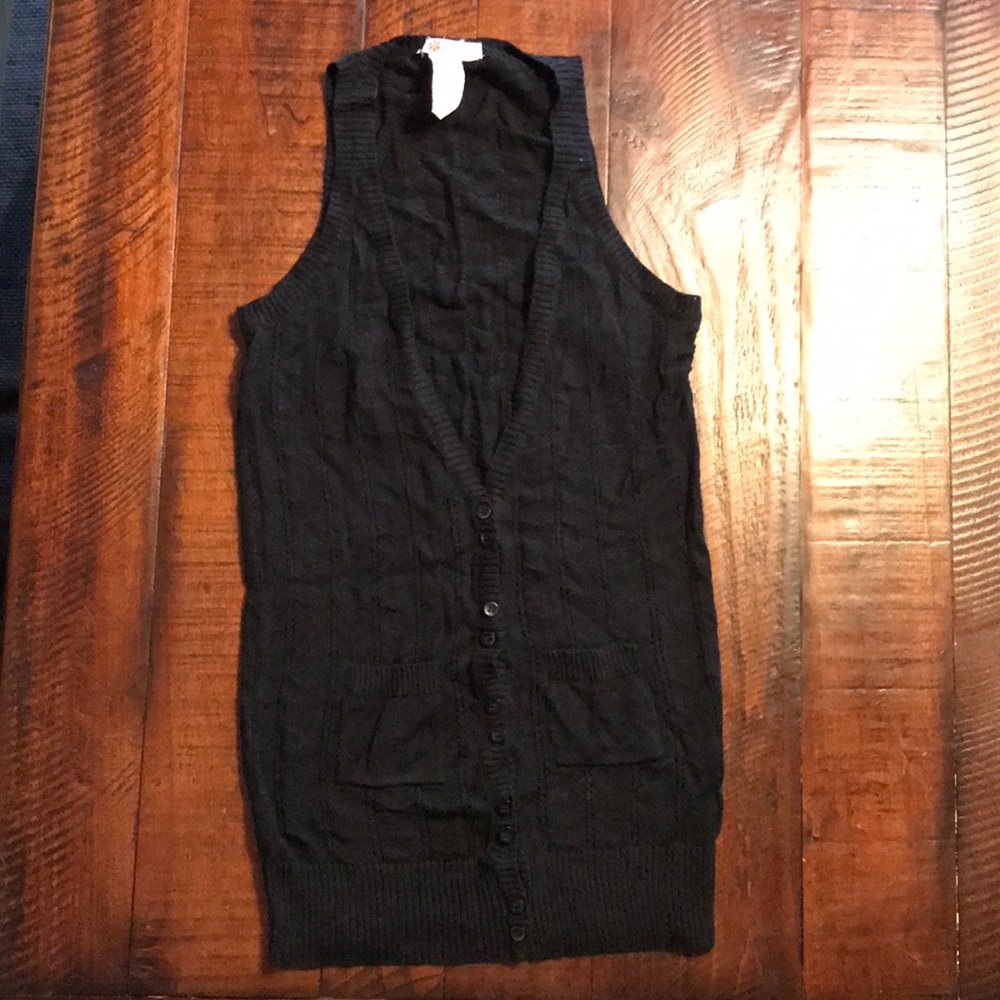 TULLE Knit Black Sweater Vest Sz XS